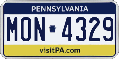 PA license plate MON4329