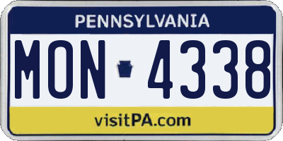 PA license plate MON4338