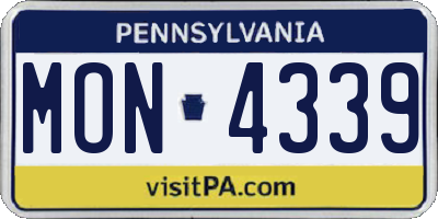 PA license plate MON4339