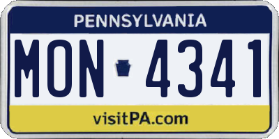 PA license plate MON4341
