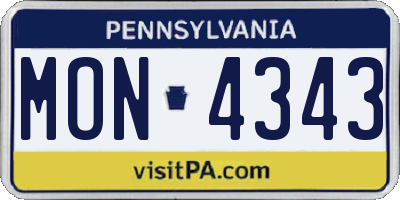 PA license plate MON4343