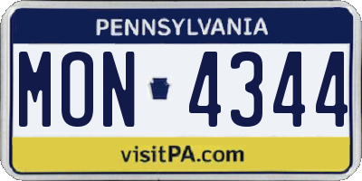 PA license plate MON4344
