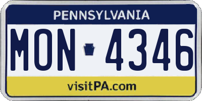 PA license plate MON4346
