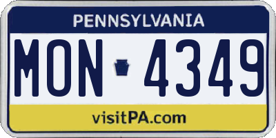 PA license plate MON4349