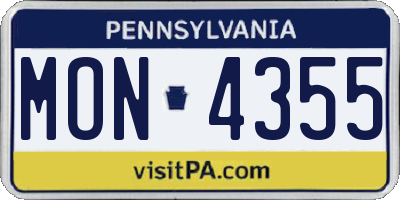 PA license plate MON4355