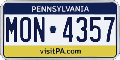 PA license plate MON4357