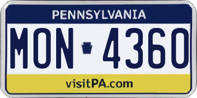 PA license plate MON4360