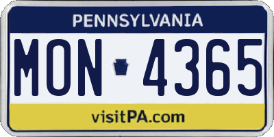 PA license plate MON4365