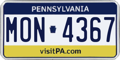 PA license plate MON4367