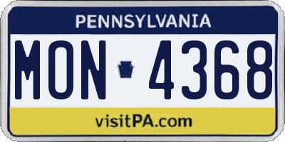 PA license plate MON4368