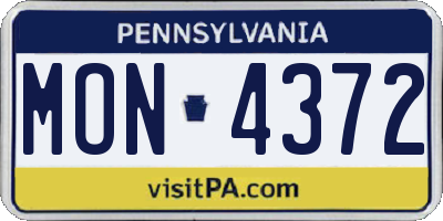 PA license plate MON4372