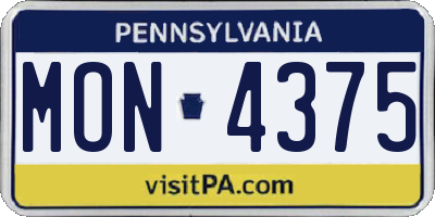 PA license plate MON4375