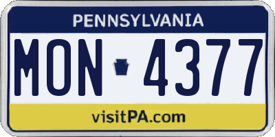 PA license plate MON4377