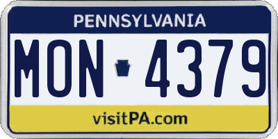 PA license plate MON4379