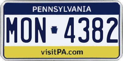 PA license plate MON4382
