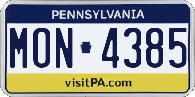 PA license plate MON4385