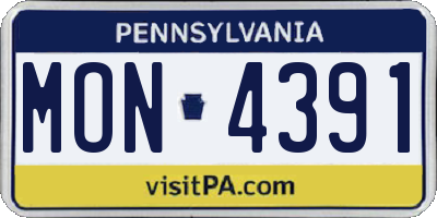 PA license plate MON4391