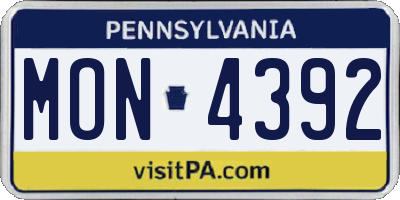 PA license plate MON4392