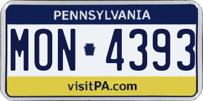 PA license plate MON4393