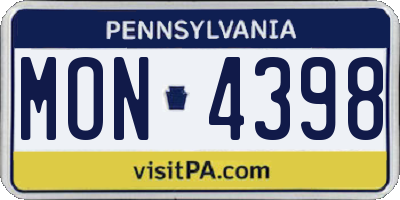 PA license plate MON4398