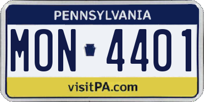 PA license plate MON4401