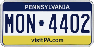 PA license plate MON4402