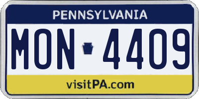 PA license plate MON4409