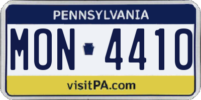 PA license plate MON4410