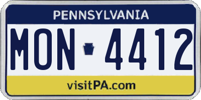 PA license plate MON4412