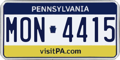 PA license plate MON4415