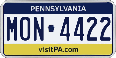 PA license plate MON4422