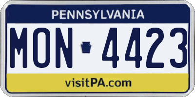 PA license plate MON4423