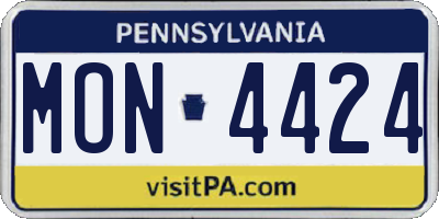 PA license plate MON4424
