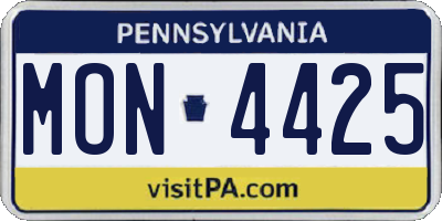 PA license plate MON4425