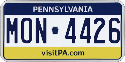 PA license plate MON4426