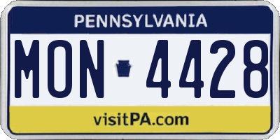 PA license plate MON4428