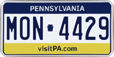 PA license plate MON4429