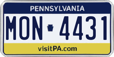 PA license plate MON4431