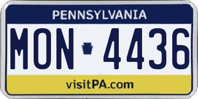 PA license plate MON4436