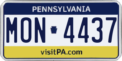 PA license plate MON4437