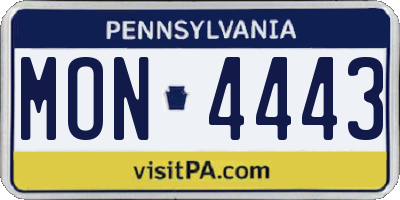 PA license plate MON4443