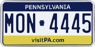 PA license plate MON4445