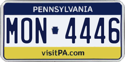 PA license plate MON4446