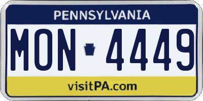 PA license plate MON4449