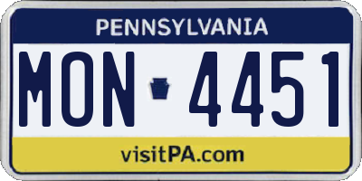 PA license plate MON4451