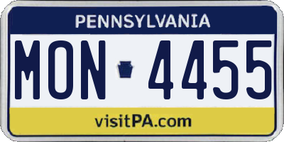 PA license plate MON4455
