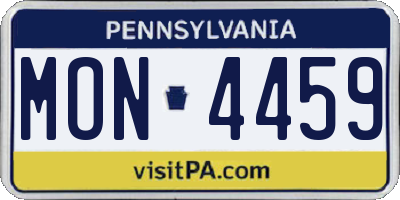 PA license plate MON4459