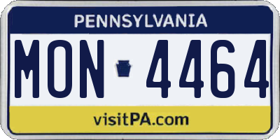 PA license plate MON4464
