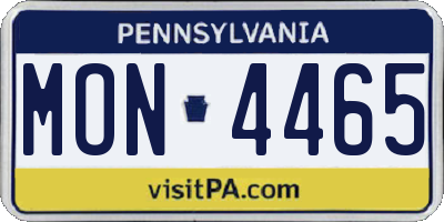 PA license plate MON4465