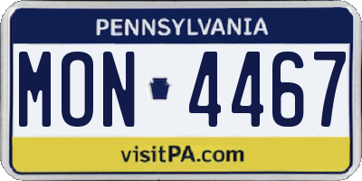 PA license plate MON4467